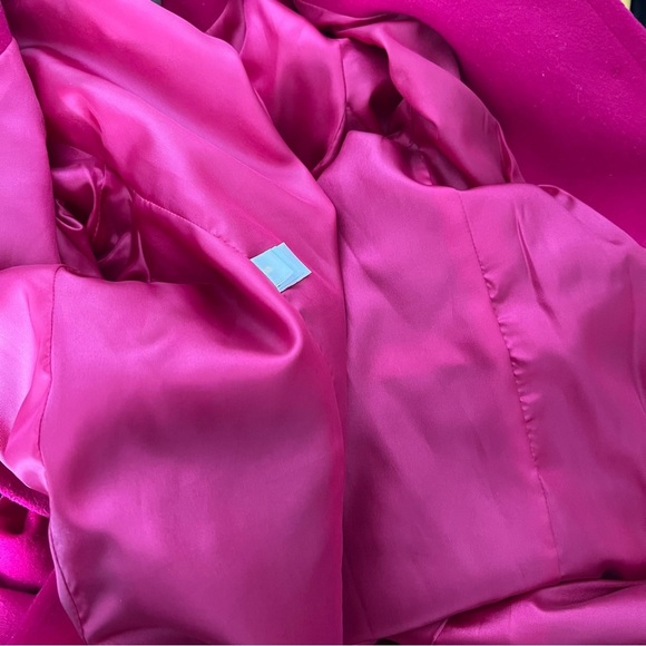 Fleurette Bright Pink 100% Wool Long Coat Jacket Blazer Business Christmas 6 - Picture 9 of 9